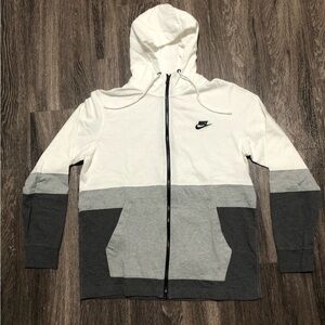 Nike Colorblock Full-Zip Hoodie - Gray, White & Black